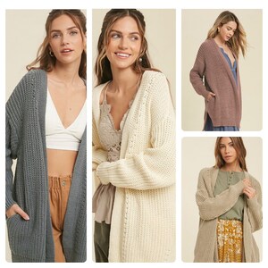 Cream colored long cardigan sweater hot sale