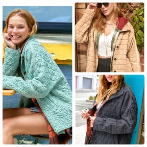 Women's Quilted Lightweight Light Weight Button Down Jacket Outerwear Fall Winter