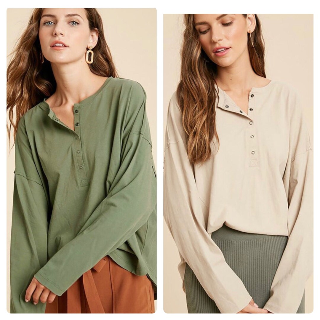 Effortless Edge Knit Henley Top in Natural main image 0