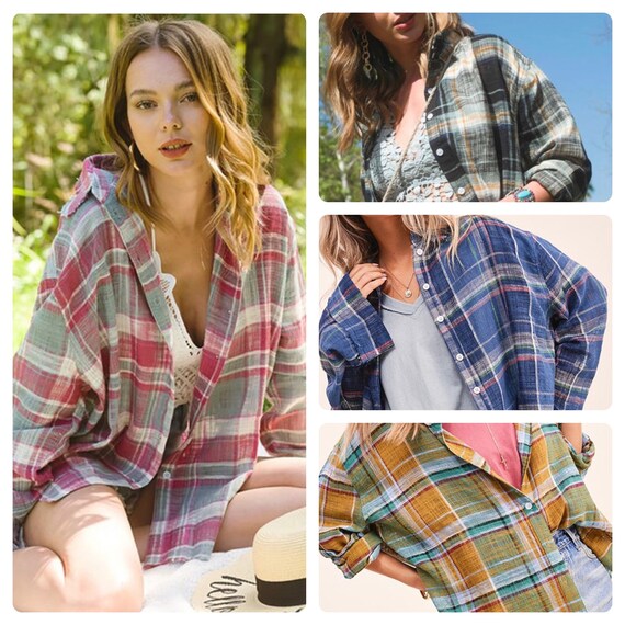 multi colored plaid shirt womens