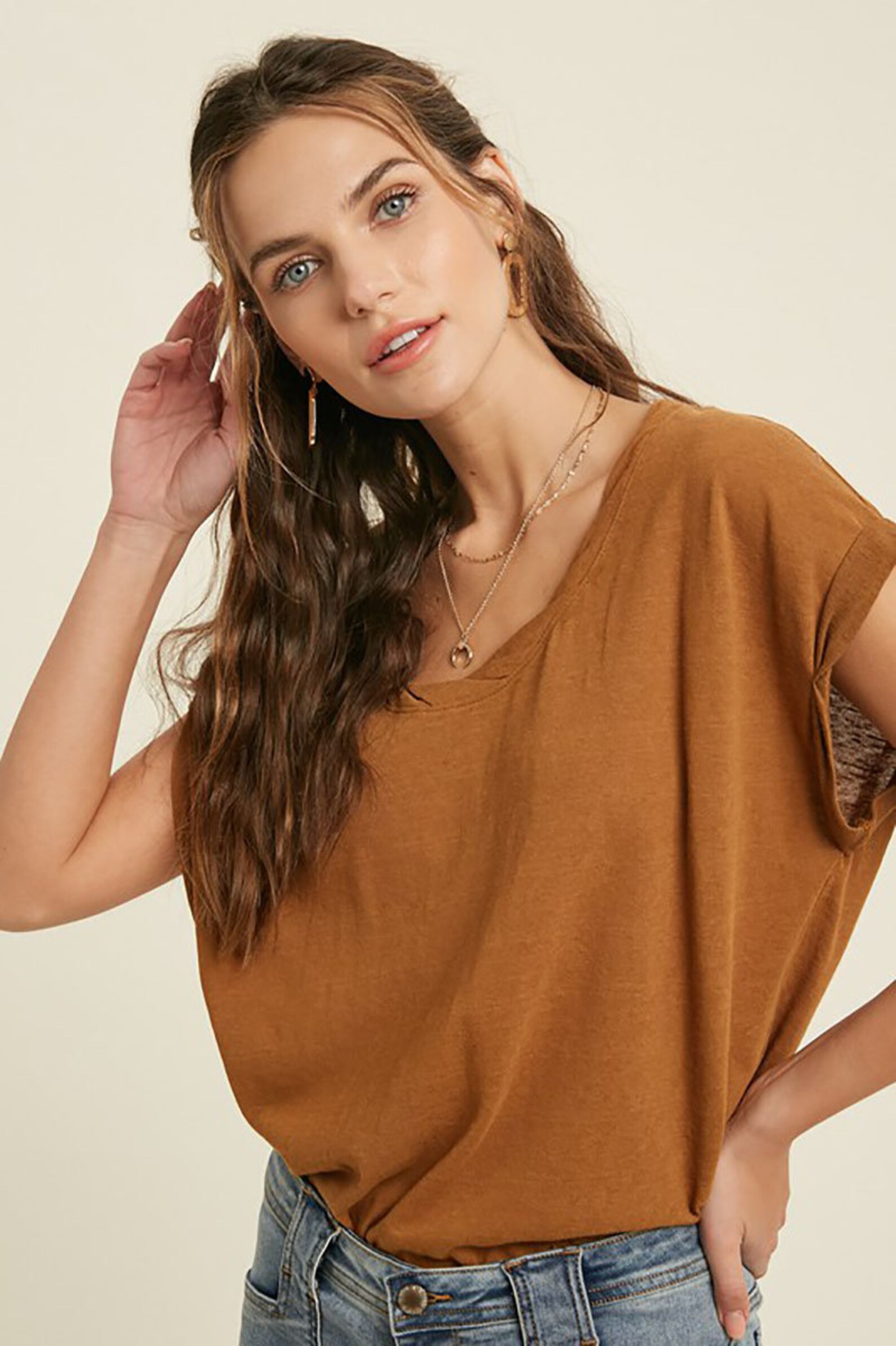 Women's Solid Twisted Neck Band and Twisted Sleeve Loose Etsy