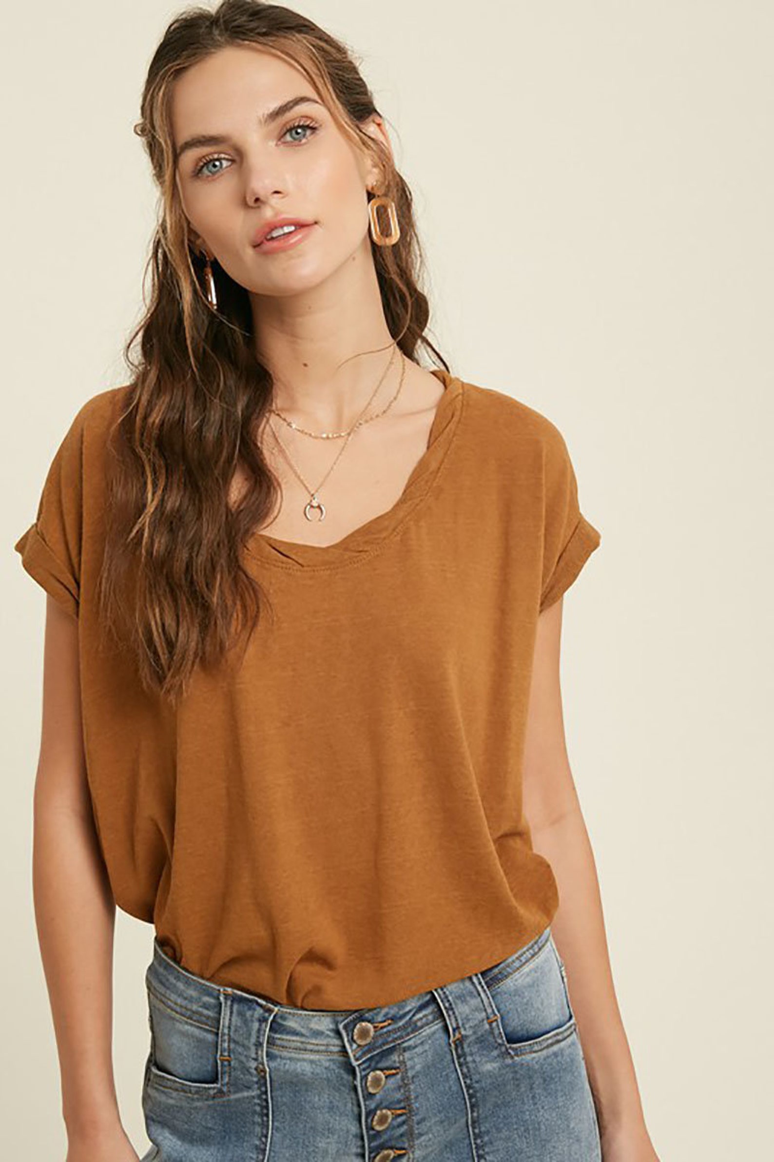 Women's Solid Twisted Neck Band and Twisted Sleeve Loose Etsy