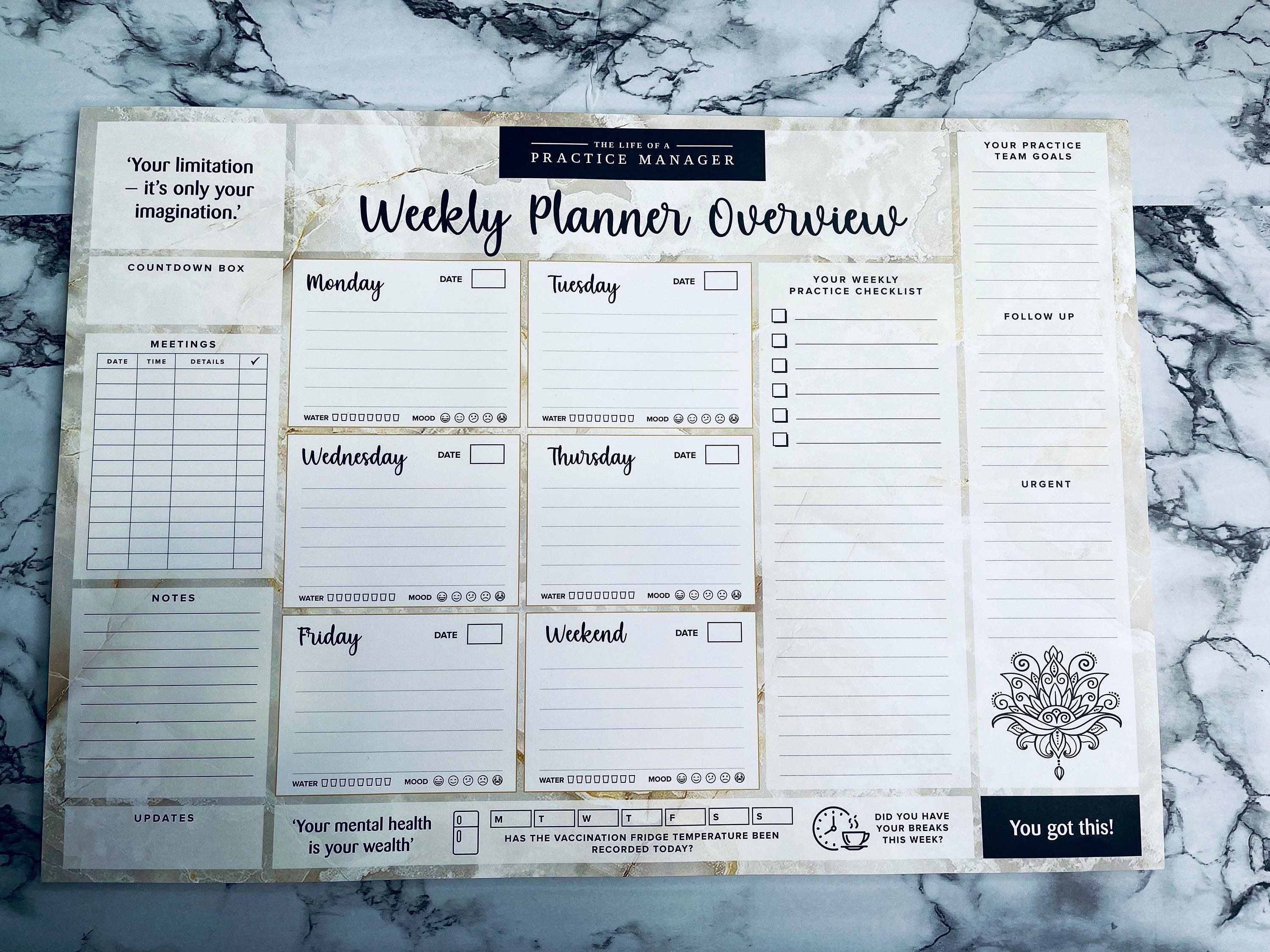 Desktop Weekly Planner Overview 60 Pages per Pad the Life of | Etsy