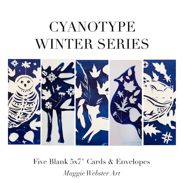 Série de cartes de vœux d'hiver Cyanotype