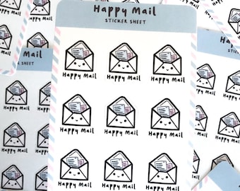 Happy Mail Sticker Sheet, small business Stickers, Cute sticker sheets, Happy Mail stickers, Kawaii sticker sheets