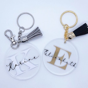 Personalisierter Schlüsselring, Acryl-Schlüsselanhänger, benutzerdefinierter Schlüsselbund, Name-Schlüsselanhänger, individuelles Geschenk, Anfangsschlüsselbund, Brautgeschenke, Brautjungfergeschenke