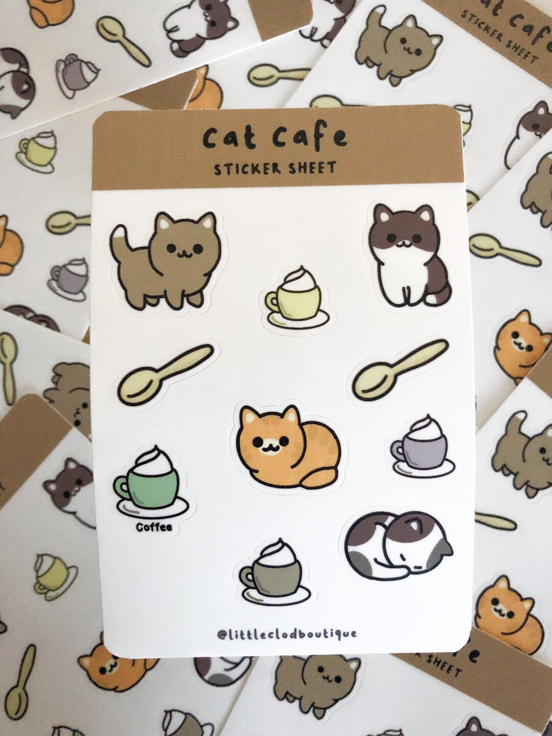 Cute Cat Cafe Sticker Sheet, Planner Stickers, Bullet Journal Stickers ...