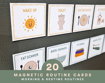 Visual Schedule, Routine Cards, Magnets, Toddler Routine Cards, Routine Chart, Autism, Daily Rhythm, Daily Routine for Toddlers