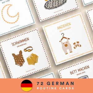 Routine Chart, Routine Checkliste, Routine Karten, Täglicher Rhythmus, Tägliche Routine für Kleinkinder, Zweisprachig Printable, Deutsch Englisch