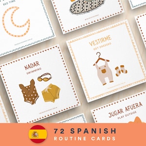 Spanish Routine Chart, Routine Checklist, Routine Cards, Daily Rhythm, Daily Routine for Toddlers, Bilingual Printable, Spanish Flashcards