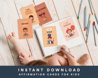 Affirmationskarten für Kinder zum Ausdrucken, positive Affirmationskarten für Kinder, Affirmationskarten, Achtsamkeitsgeschenk, Affirmationsdrucke