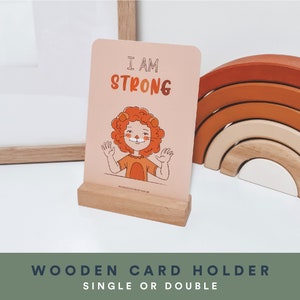 Wooden Card Holder, Wood Table Stand, Affirmation Card Stand, Wood Sign Holder, Timber Photo Holder, Number Holder Stand