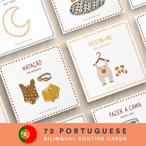 Portugese routinegrafiek, routinechecklist, routinekaarten, dagelijks ritme, dagelijkse routine voor peuters, tweetalig afdrukbaar, Portugees