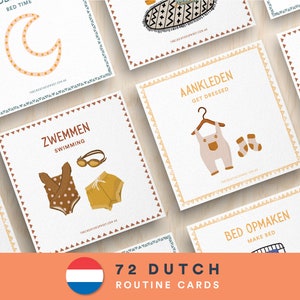 Nederlandse routinegrafiek, routinechecklist, routinekaarten, dagelijks ritme, dagelijkse routine voor peuters, tweetalige afdrukbare, Nederlandse flashcards