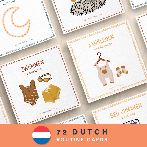 Dutch Routine Chart, Routine Checklist, Routine Cards, Daily Rhythm, Daily Routine for Toddlers, Bilingual Printable, Dutch Flashcards