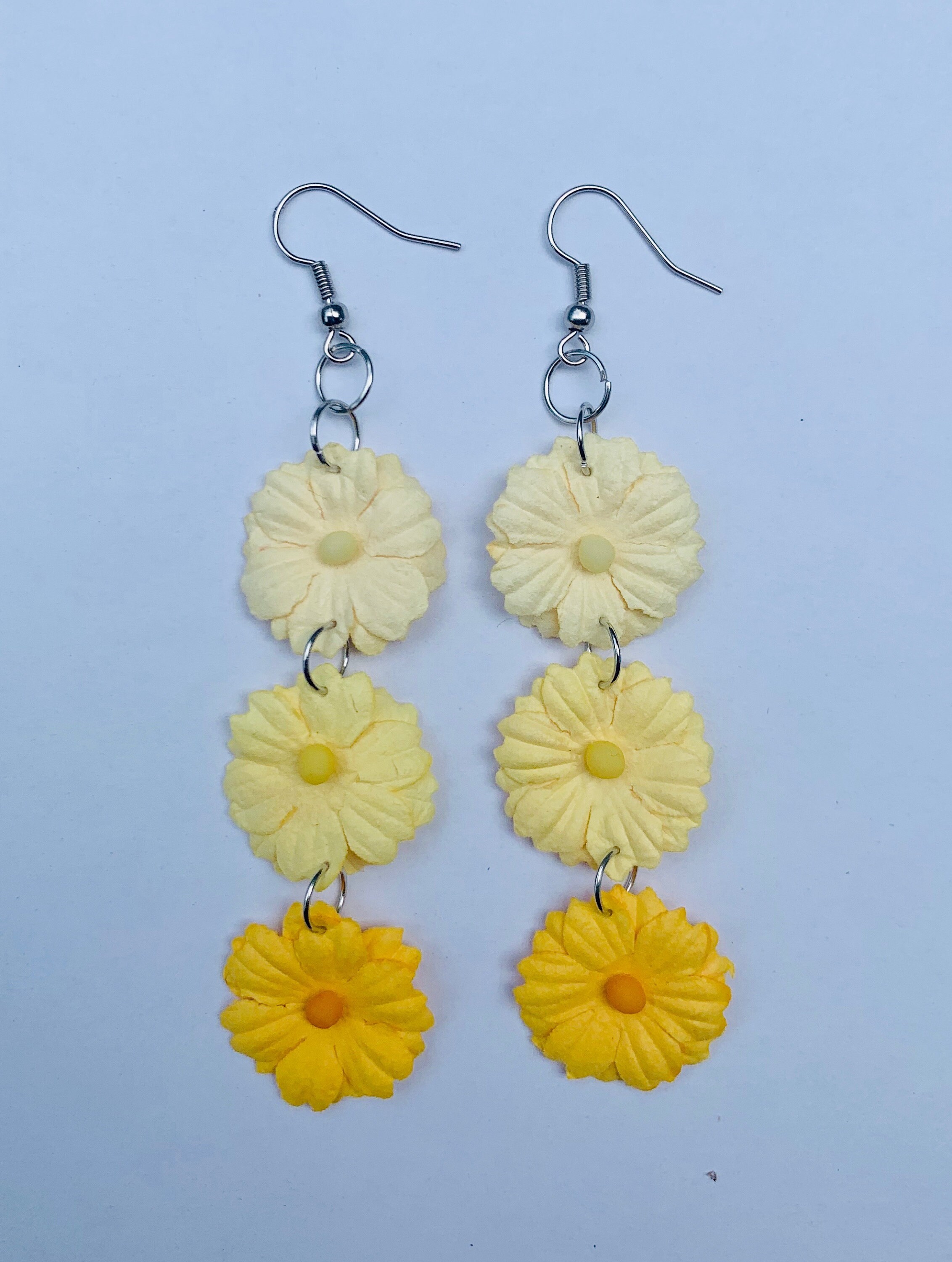 Yellow Cloth Flower Earrings Etsy