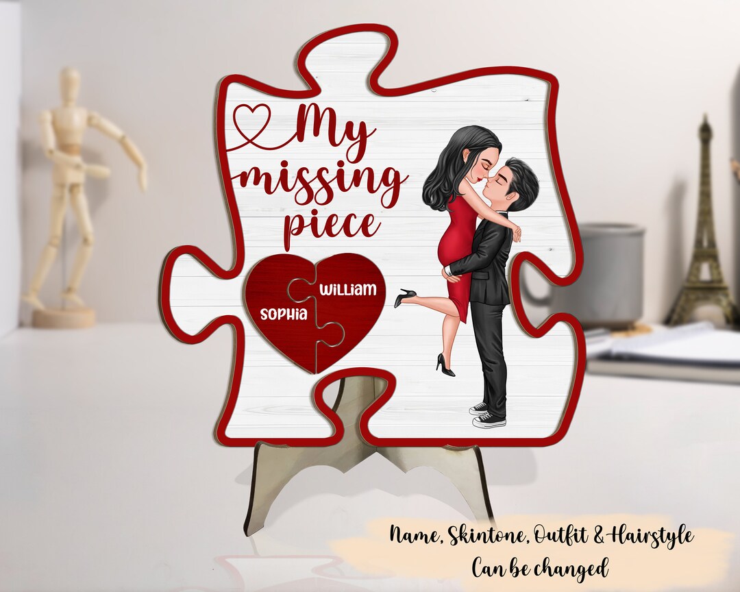 My Missing Piece Couple Hugging Kissing Valentine's Day Gift Red Puzzle ...