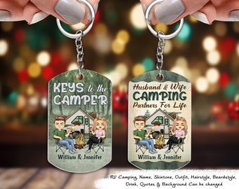 Key To The Camper Personalized Acrylic Keychain, Gift For Husband Wife, Keyring Christmas Gift, Custom RV Camping