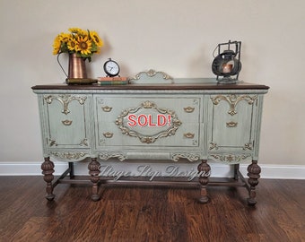 SOLD!! Vintage Jacobean Buffet. Antique Server Cabinet. Vintage Sideboard. SOLD!!