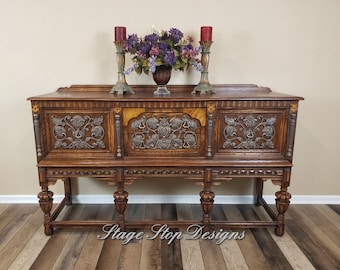 Jacobean Buffet, Vintage Buffet, Sideboard, Credenza, Ornate Buffet