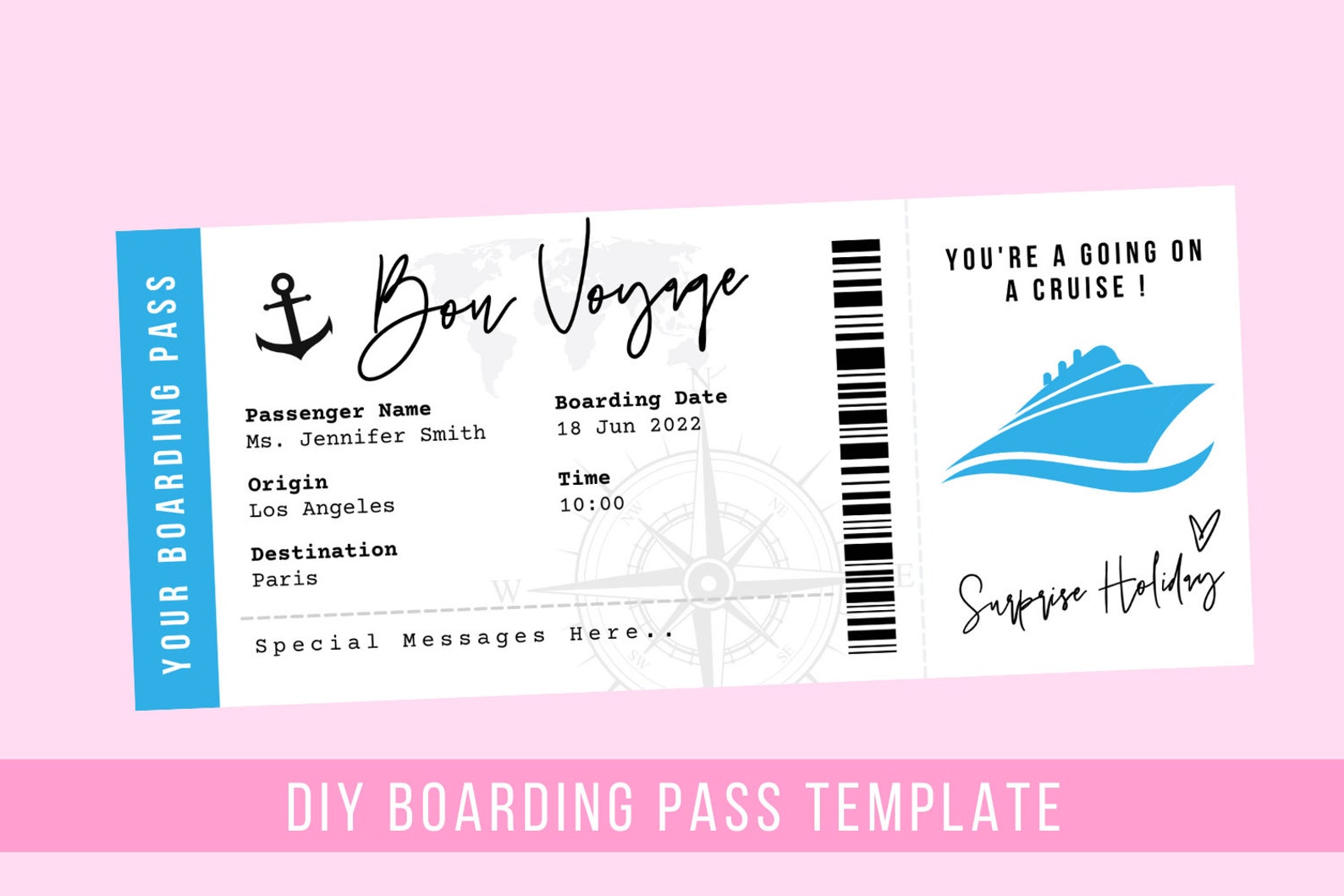 Boarding Pass Printable Editable Fake Boarding Ticket - Etsy
