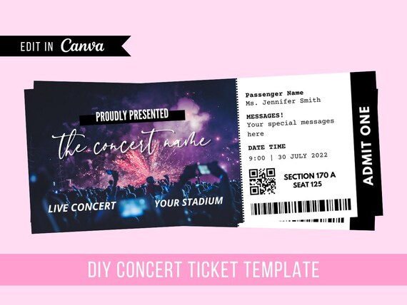 Concert Ticket Printable Editable Fake Concert Ticket - Etsy Hong Kong