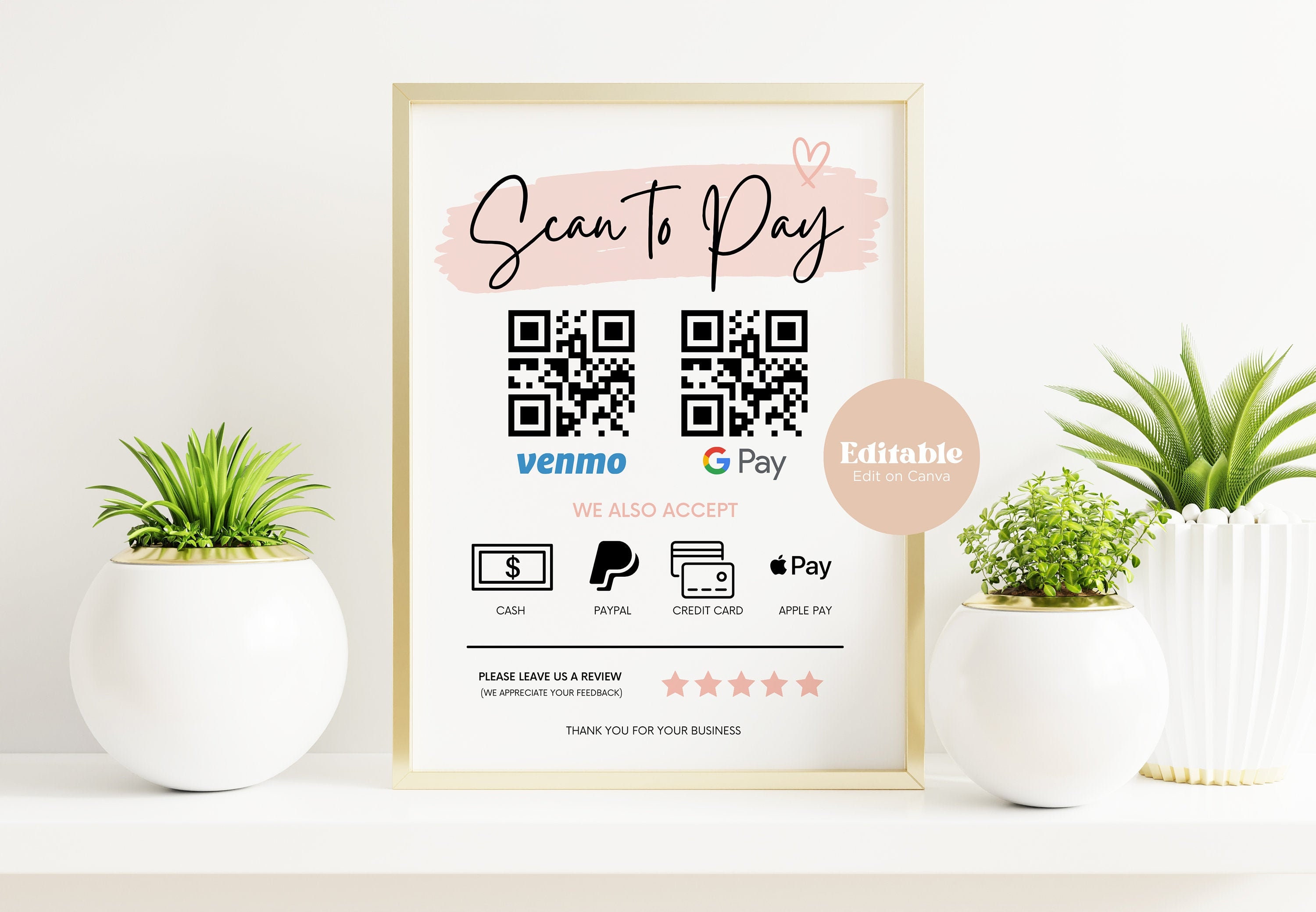 Editable Scan To Pay Template Customer QR Sign QR Payment Etsy Espa a