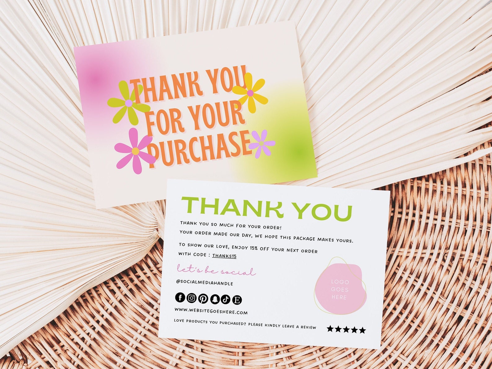 Editable Aesthetic Thank You Card Retro Thank You Card Etsy
