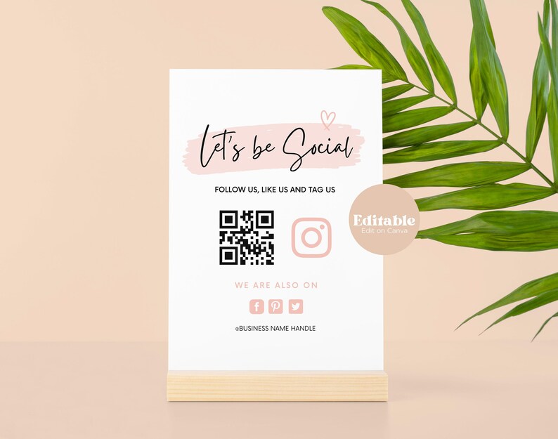 Editable Let's Be Social Template Social Media Sign - Etsy