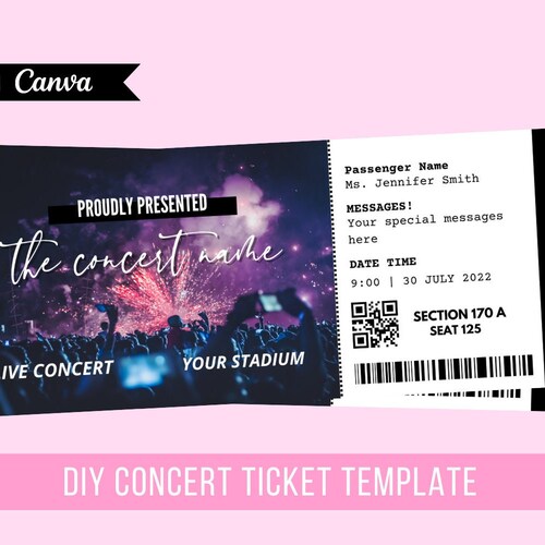 Editable Concert Ticket Template Printable Event Ticket - Etsy