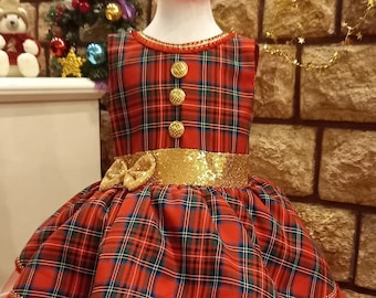 KERST RODE JURK babymeisje, kerstjurk voor baby, rode en groene kerstjurk. Noël jurk