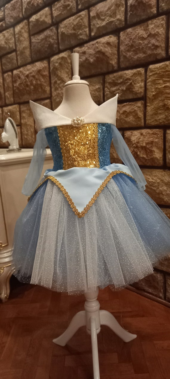 VESTIDO AURORA para nina. Disfraz de Princesa Aurora de Disney. El color es azul. Etsy Mexico