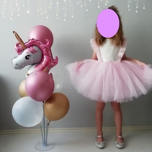 Pink tulle dress for girls. Girls Pink Bow Dress, Christening Dress, 1st Birthday Dress, Cake Smash Outfit, Baptism Dress
