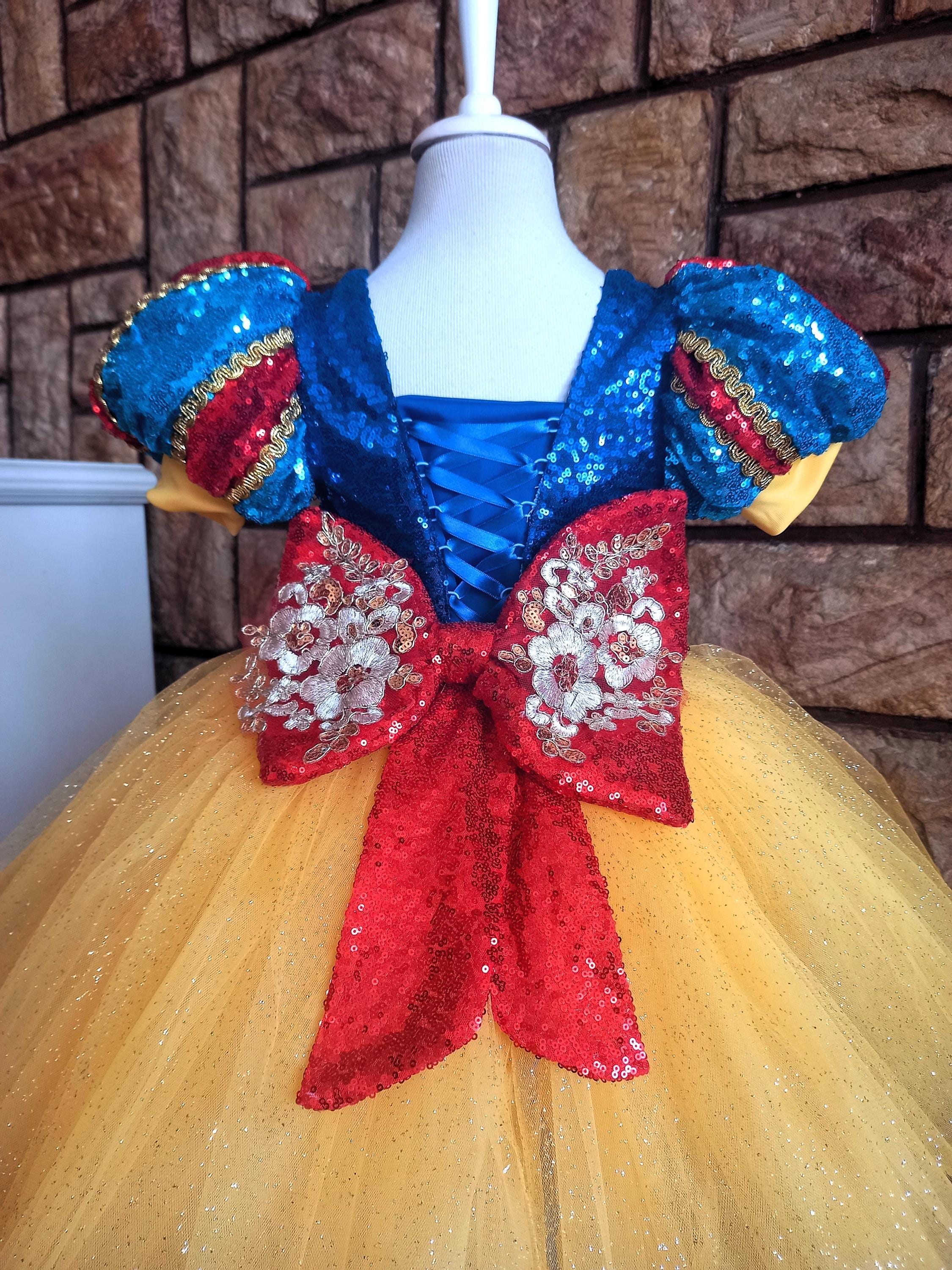 snow white short dress Girls Disney Princess Snow White Cosplay Short Sleeve Sweater Dress, Sizes 4-12