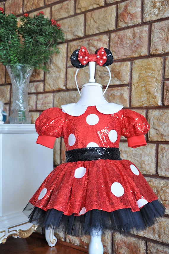 Mickey Mouse Para Niña Vestido De Minnie Mouse Rojo Disfraz Minnie