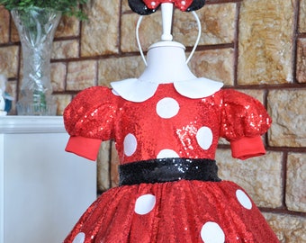 MINNIE MOUSE COSTUME girls. Minnie Mouse dress for baby girls. baby first birthday dress.