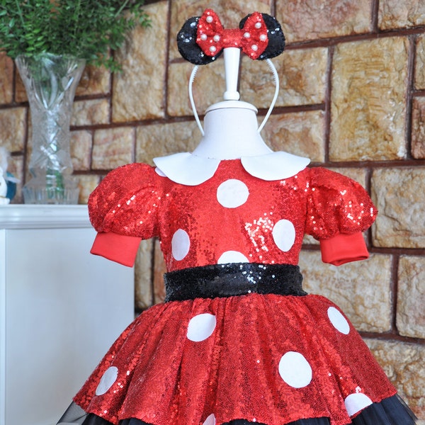 MINNIE MOUSE COSTUME girls. Minnie Mouse dress for baby girls. baby first birthday dress.