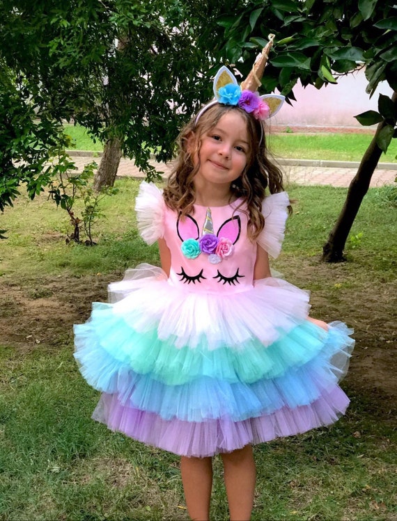 Vestido de para niña. Disfraz de unicornio arcoíris - Etsy México