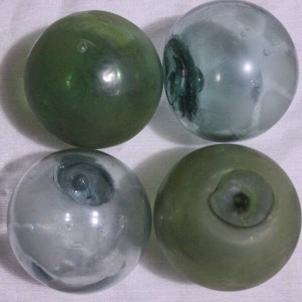 4 Real Japanese Glass Fishing Floats - Alaska beachcomb - Glass floats - Glass balls - Authentic