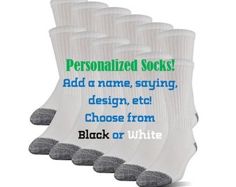 Personalized Socks - Custom Crew Socks - Custom Logo Socks - Personalized Name Socks - Socks with sayings - School Socks