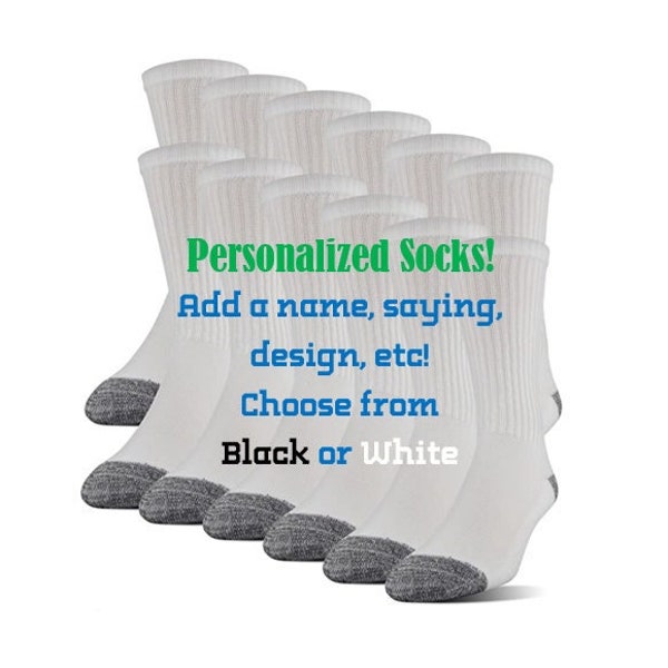 Personalized Socks - Custom Crew Socks - Custom Logo Socks - Personalized Name Socks - Socks with sayings - School Socks