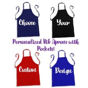 Custom Bib Apron with Pockets, Personalized Full Apron, Server Apron, 34"L x 30"W, 2 Pocket Full Bib Apron, Custom Full Apron