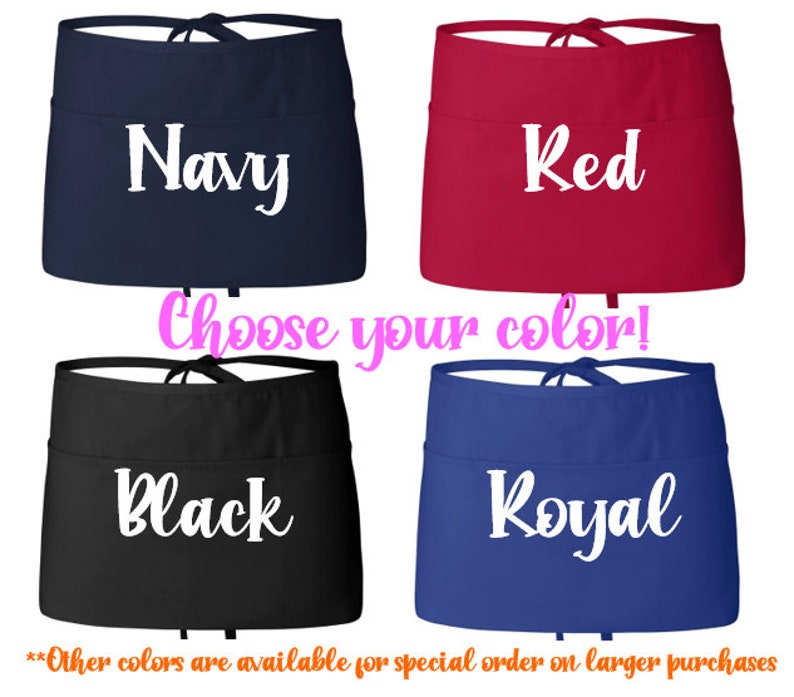 Custom Waist Apron With Pockets Personalized Half Apron Etsy