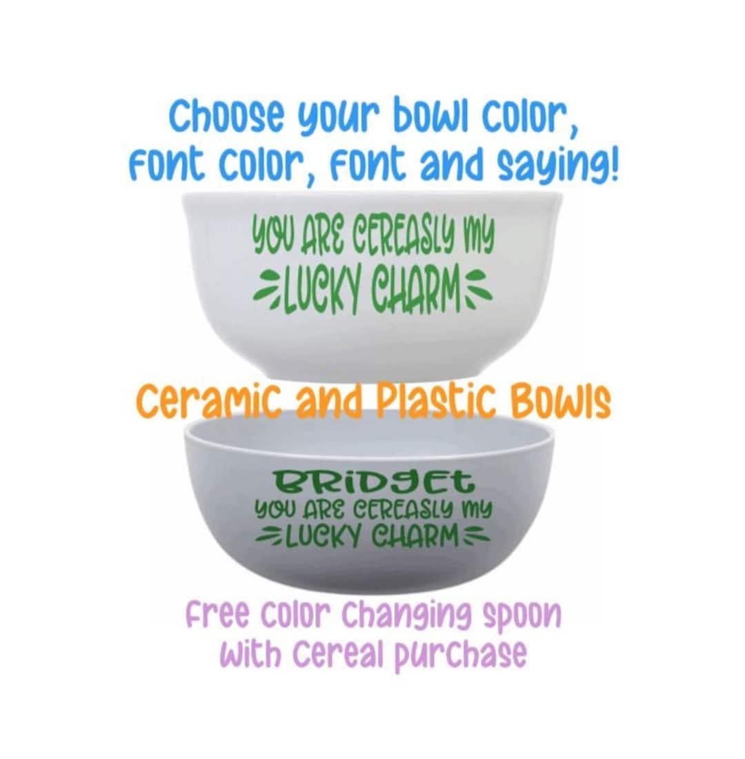 Lucky Charm Cereal Bowl, Ceramic Custom Cereal Bowl, Cereal Bowl Gift