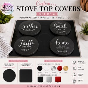 Personalized Stove Burner Covers Set of 4 | Custom Electric & Gas Stove Covers | Farmhouse Kitchen Decor | Housewarming Gift |Custom Kitchen