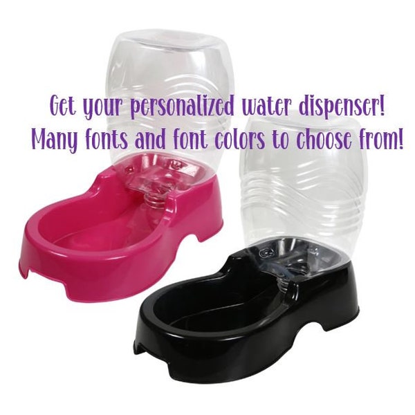 Personalized Water Dispending Bowl – Custom Cat Bowl - Custom Dog Bowl - Small Animal Water Dispenser - Personalized Pet Bowl - Plastic Bowl