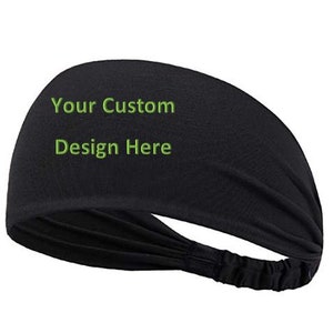 Custom Athletic Headband - Running Sports Travel Fitness Elastic Wicking Bandana Basketball Headscarf fits All Men/Women/Teens