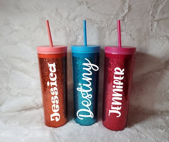 Personalized Glitter Tumbler 20 Oz - Custom Acrylic Skinny Cup - Etsy
