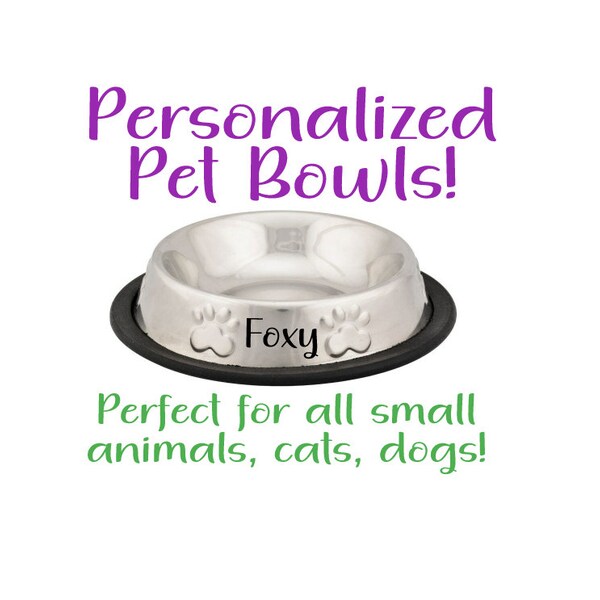 Personalized Pet Food Bowl – Custom Pet Bowl - Stainless Steel - Black - Dog Bowl Set - Custom Dog Bowl - Custom Cat Bowl - nonskid pet bowl