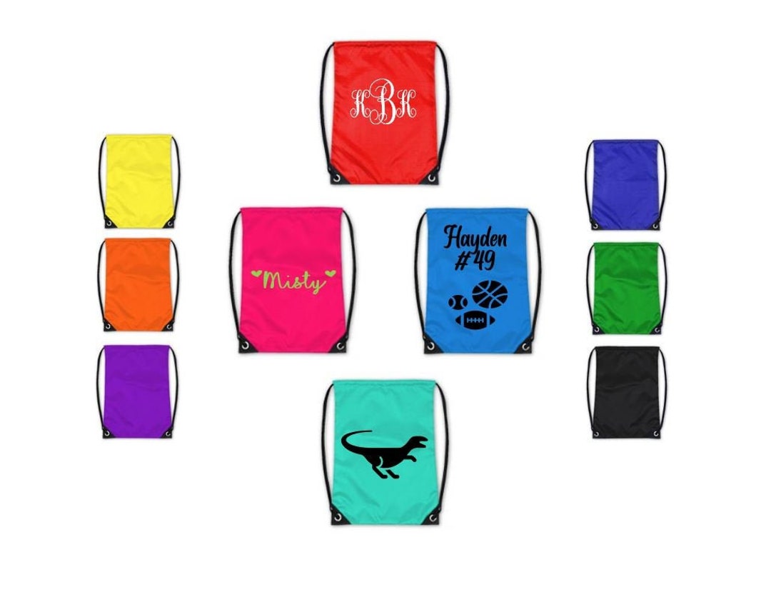 Personalized Drawstring Bags 13 X 16 High, Custom Gym, School, Diaper